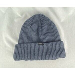 VOLCOM Polar Lined Beanie Unisex OS Vintage Navy Logo Fleece Lined Stone